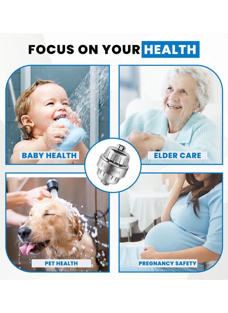 EnvoMart 15-Stage Shower Filter Dual Cartridge with Anti Hair Fall Feature - Ideal for Hard Water, Chlorine, and Impurity Removal - Shower Head Filter with KDF and Calcium Sulphite Beans fo Refreshing Water  - Image 5
