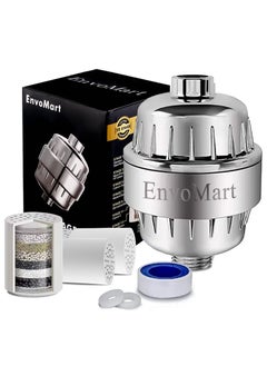EnvoMart 15-Stage Shower Filter Dual Cartridge with Anti Hair Fall Feature - Ideal for Hard Water, Chlorine, and Impurity Removal - Shower Head Filter with KDF and Calcium Sulphite Beans fo Refreshing Water  - Image 1