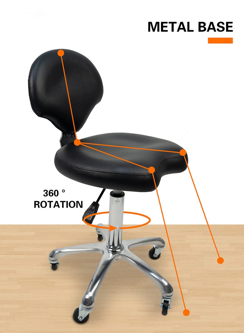 Meishida Rolling Stool Chair Adjustable Pully Stool Salon Chair with Backrest Home and Office Chair - Image 3