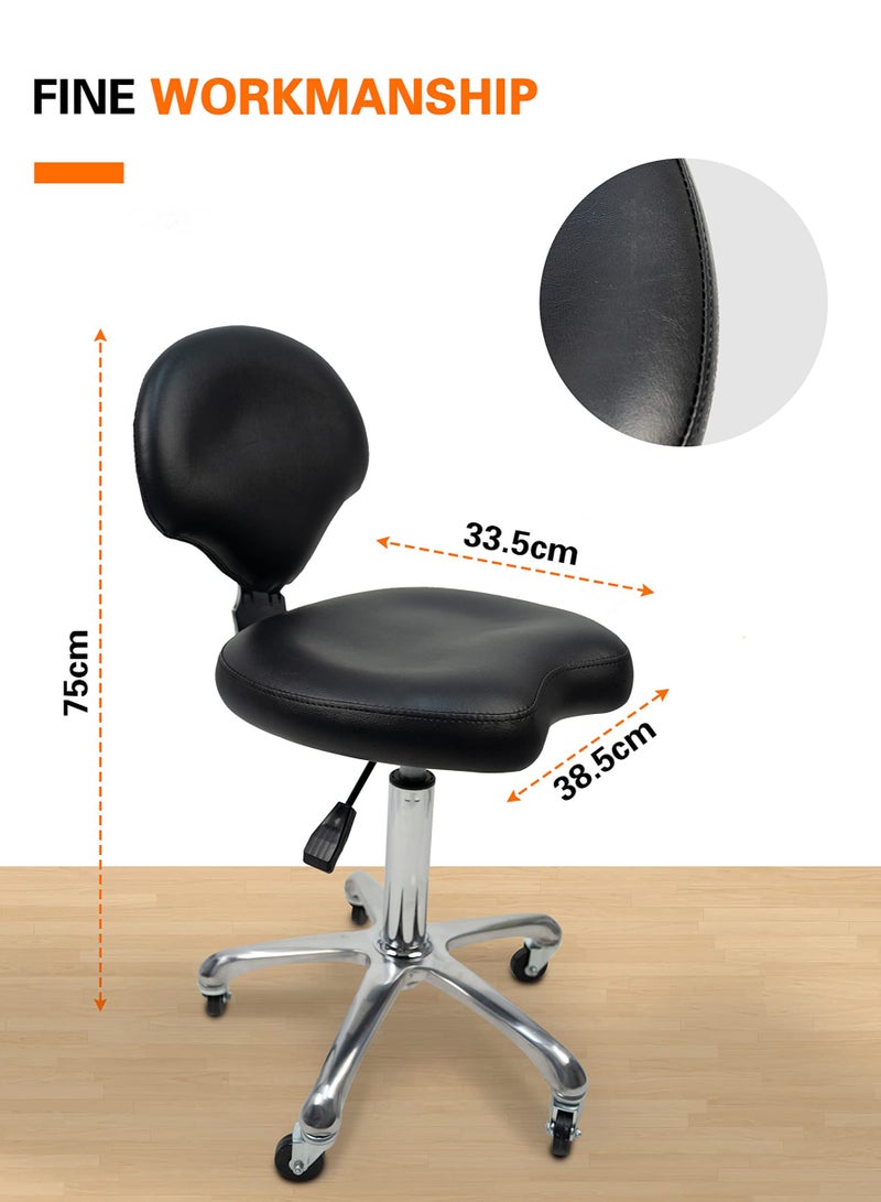 Meishida Rolling Stool Chair Adjustable Pully Stool Salon Chair with Backrest Home and Office Chair - Image 2
