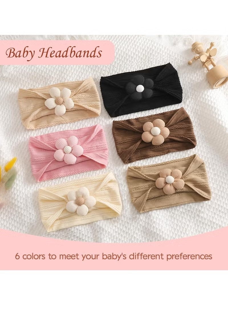 Gonice 6 Pcs Baby Headbands, Baby Girl Flower Headbands, Handmade Flower Headbands for Newborn, Cute Nylon Headbands for Infant Toodle Baby - Image 5