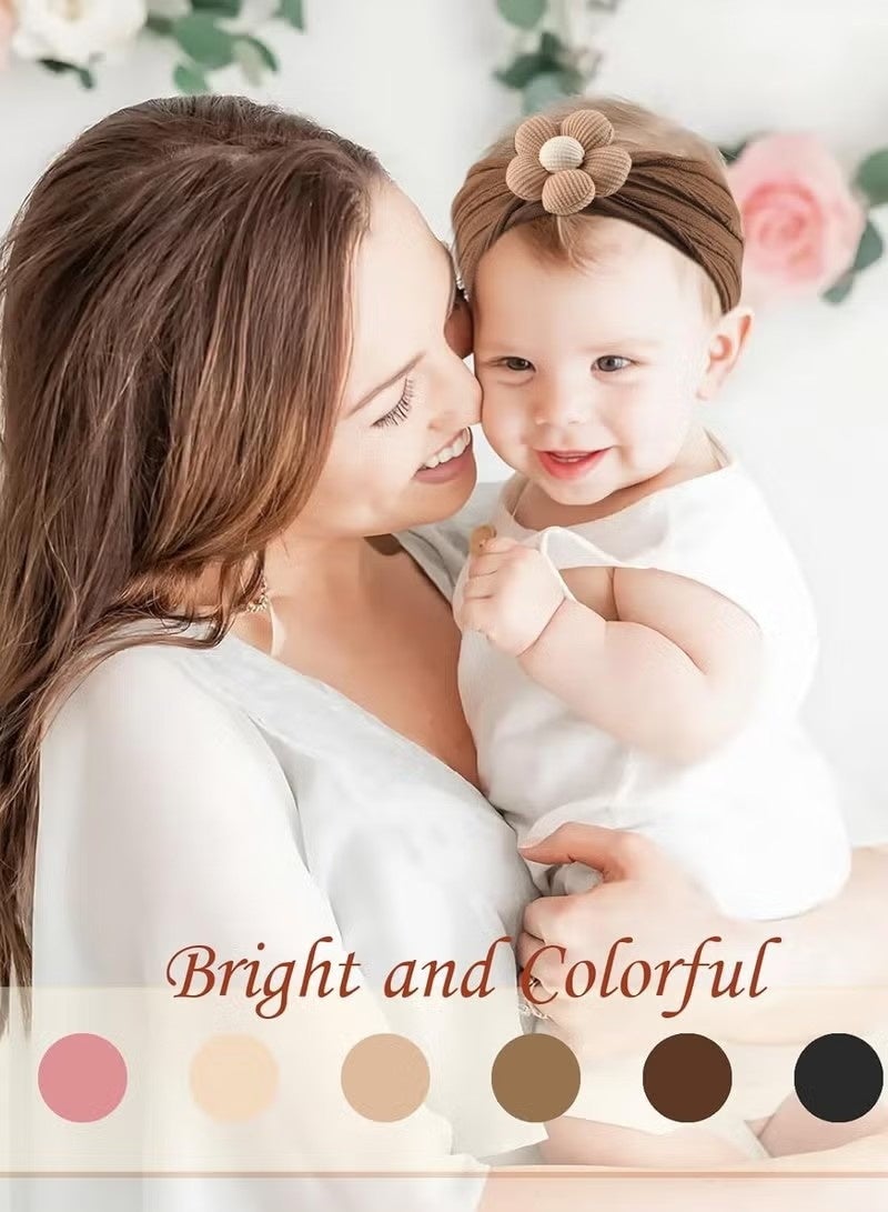 Gonice 6 Pcs Baby Headbands, Baby Girl Flower Headbands, Handmade Flower Headbands for Newborn, Cute Nylon Headbands for Infant Toodle Baby - Image 3