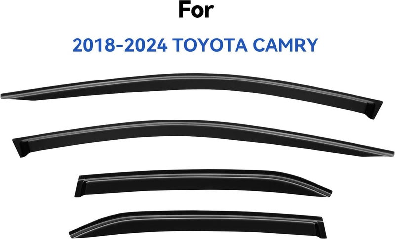YQAUTEC Window Visors Rain Guards for 2018-2024 Toyota Camry - Out-Channel Vent Deflectors - Image 2