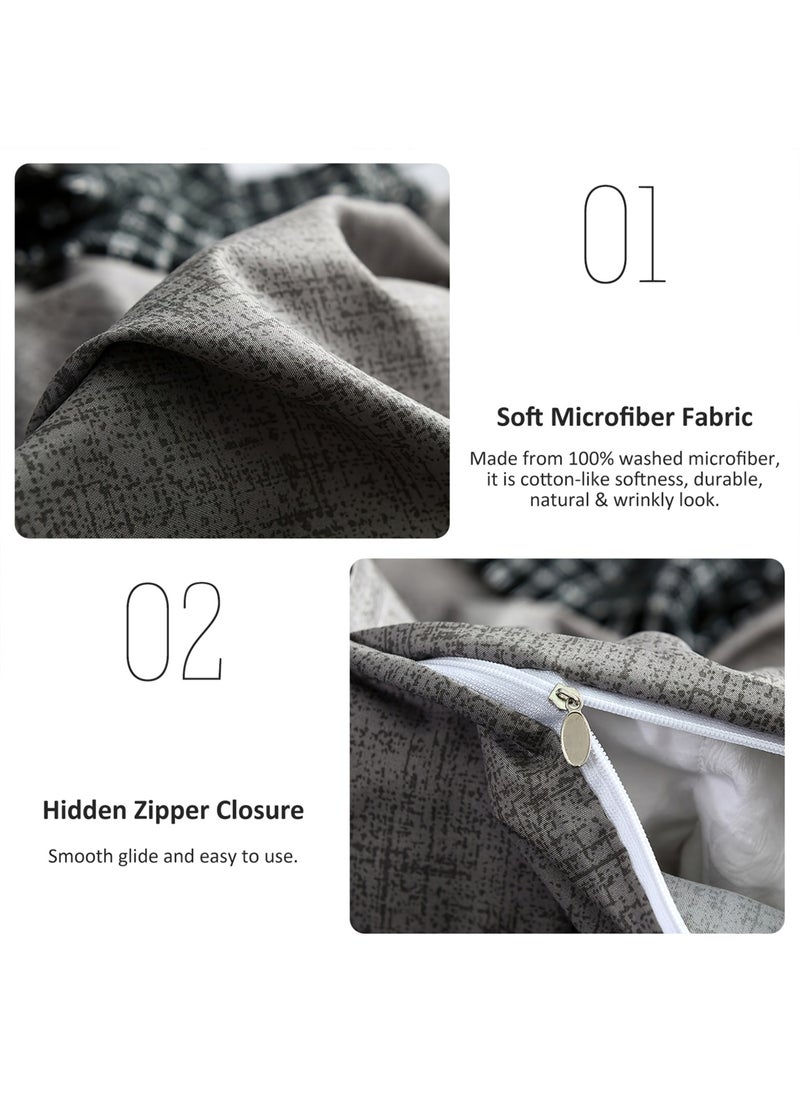 LEFAFA Cotton Duvet Cover Set, 100% Washed Microfiber, Soft and Breathable 3 Pieces, 1 Duvet Cover 220x240cm with Zipper Closure and 2 Pillow Shams, Comforter Not Included  - Image 4