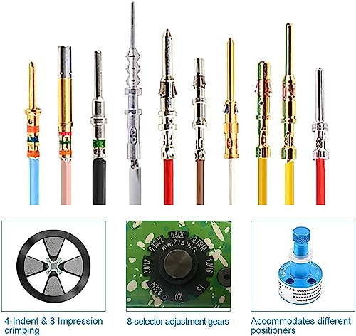 JRready ST2165 M22520/1-01 Crimp Tool Kit NEW-ASF1G Crimping Tool with Universal screw adjustment UF2-5 and PH102 M22520/1-02 Turret Head Positioner for 12-26 AWG Wire Harness - Image 4