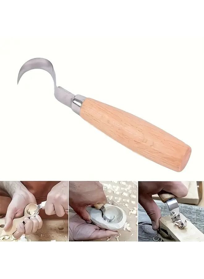 Scimitar Wood Carving Tools Spoon Engraving Kit With Bowl Scraper Curved Hand Knife - Image 5