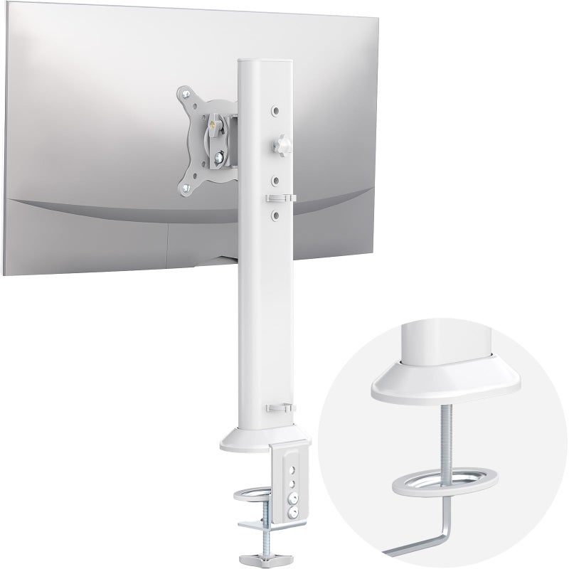 Hemudu Single Desk Monitor Arm Mount Stand Fit for 13 inch to 32 inch Flat Curved Computer Screen with Swivel Height Adjustable RotationHolds up to 77lbs White - Image 2