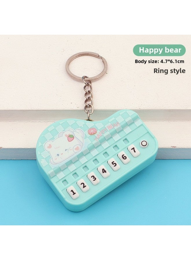 Creative Mini Piano Keychain Light-emitting Handheld Music Electronic Organ Toy Bag Pendant Ornaments Grab Machine Gift-Color:Cute Green Bear Piano-round Ring - Image 1