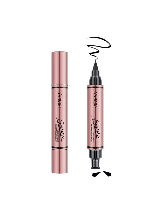 Linble Jumbo Dual Ended Eyeliner, High-Capacity Liquid Black Winged Cat Eye Stamp & Liner Pen, Waterproof Makeup Tool For Women - Image 1