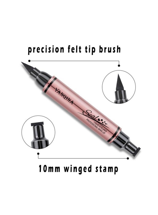 Linble Jumbo Dual Ended Eyeliner, High-Capacity Liquid Black Winged Cat Eye Stamp & Liner Pen, Waterproof Makeup Tool For Women - Image 2