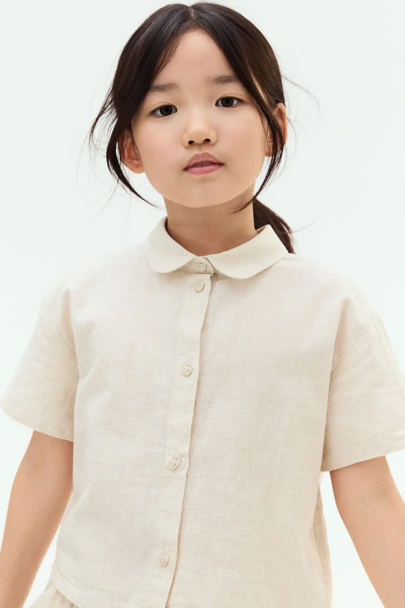 اتش اند ام Linen-blend blouse