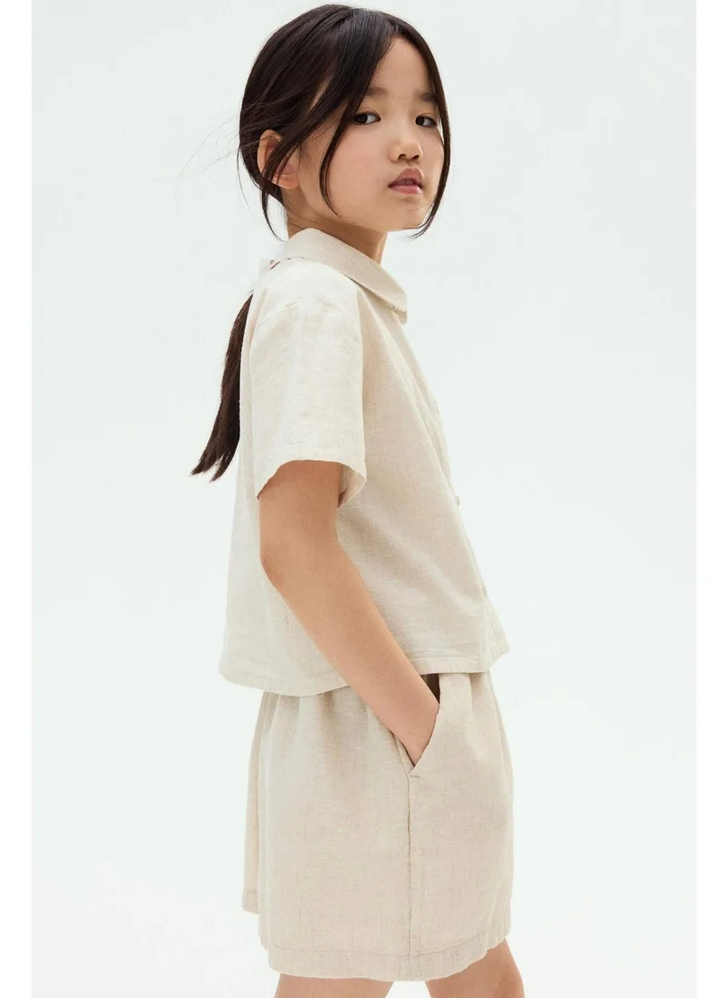 اتش اند ام بلوزة بمزيج الكتان