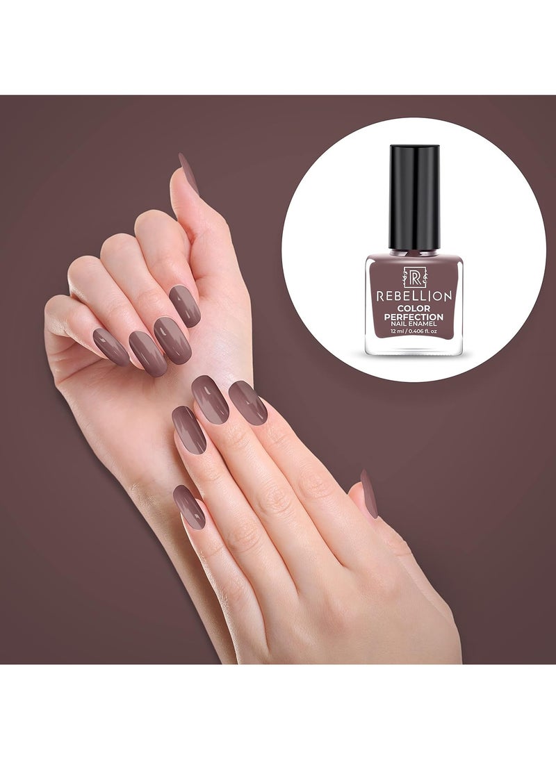 Rebellion Color Perfection Nail Enamel 12ml Coffee brown Mentrap Brown RG12 - Image 3