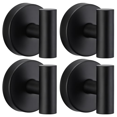 warlve Heavy Duty Reusable Suction Cup Hooks for Shower No Drill BathroomGlassMirrorTiles Metal and Smooth NonPorous Surfaces for Towels Robes Loofahs4 Matte Black - Image 1