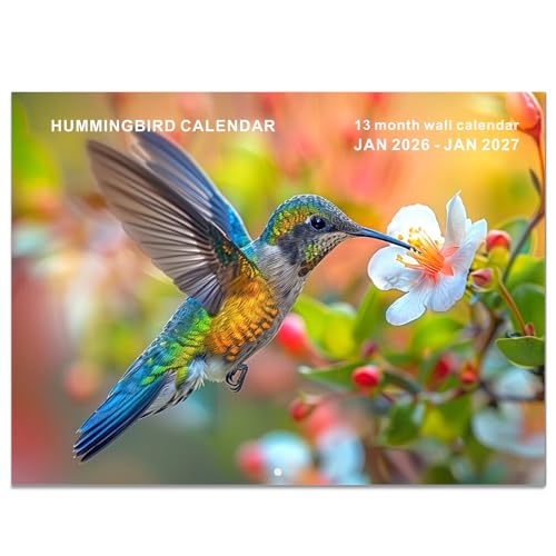 Dayvorax 2026 Wall Calendar - Monthly Calendar 2026-2027, Jan 2026 - Jan 2027, 11" x 16.5", Large Wall Calendar with Thick Paper, Large Blocks, Home or Office Calendar, Hummingbirds - Image 1