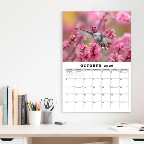 Dayvorax 2026 Wall Calendar - Monthly Calendar 2026-2027, Jan 2026 - Jan 2027, 11" x 16.5", Large Wall Calendar with Thick Paper, Large Blocks, Home or Office Calendar, Hummingbirds - Image 2