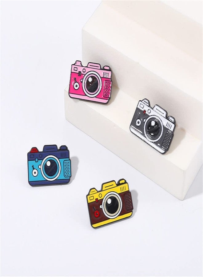 ulricar 4pcs Creative Cartoon Camera Brooch Fashion Enamel Pin Photography Alloy Badges Outdoor Travel Brooch Bag Clothes Hat Decoration for Men Women Girls Kids Gift - Image 4