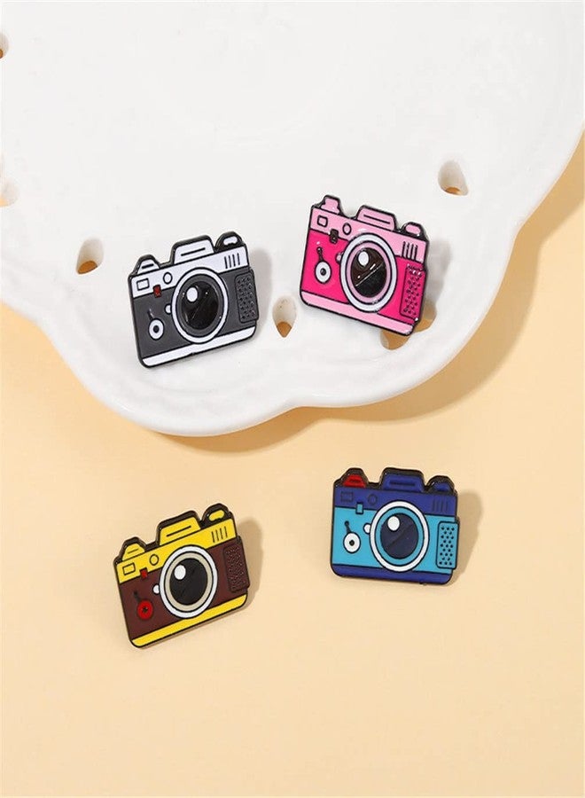 ulricar 4pcs Creative Cartoon Camera Brooch Fashion Enamel Pin Photography Alloy Badges Outdoor Travel Brooch Bag Clothes Hat Decoration for Men Women Girls Kids Gift - Image 3