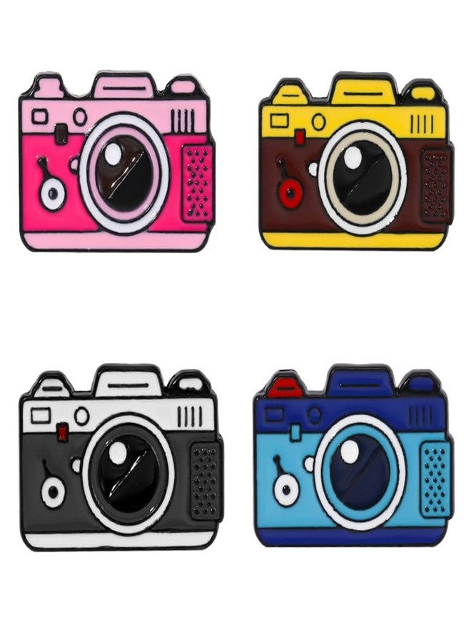 ulricar 4pcs Creative Cartoon Camera Brooch Fashion Enamel Pin Photography Alloy Badges Outdoor Travel Brooch Bag Clothes Hat Decoration for Men Women Girls Kids Gift - Image 1