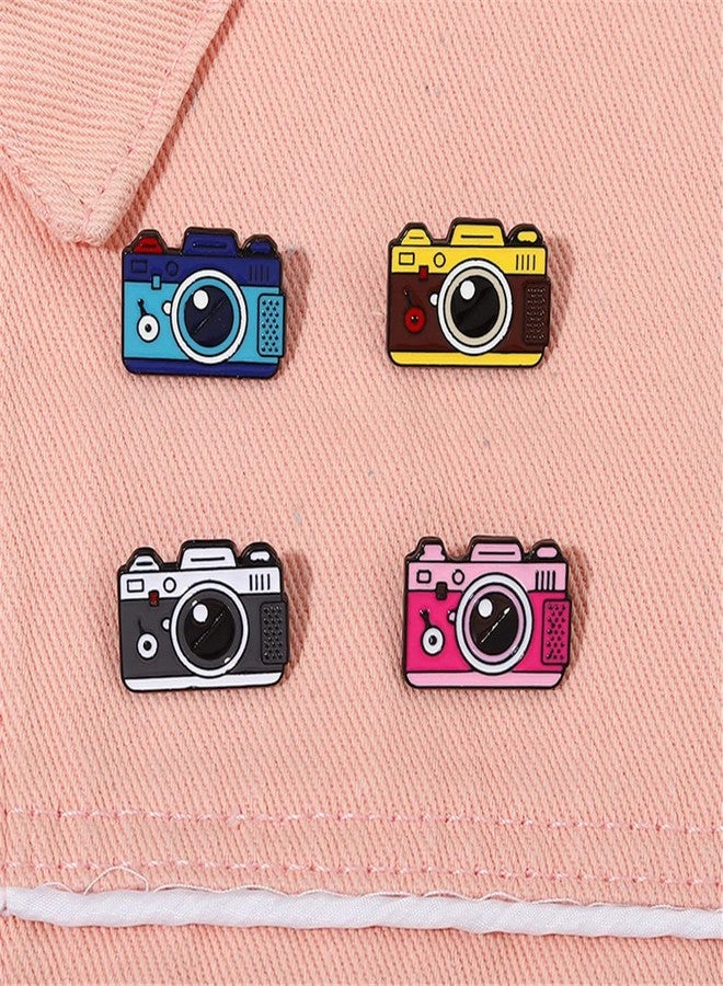 ulricar 4pcs Creative Cartoon Camera Brooch Fashion Enamel Pin Photography Alloy Badges Outdoor Travel Brooch Bag Clothes Hat Decoration for Men Women Girls Kids Gift - Image 2