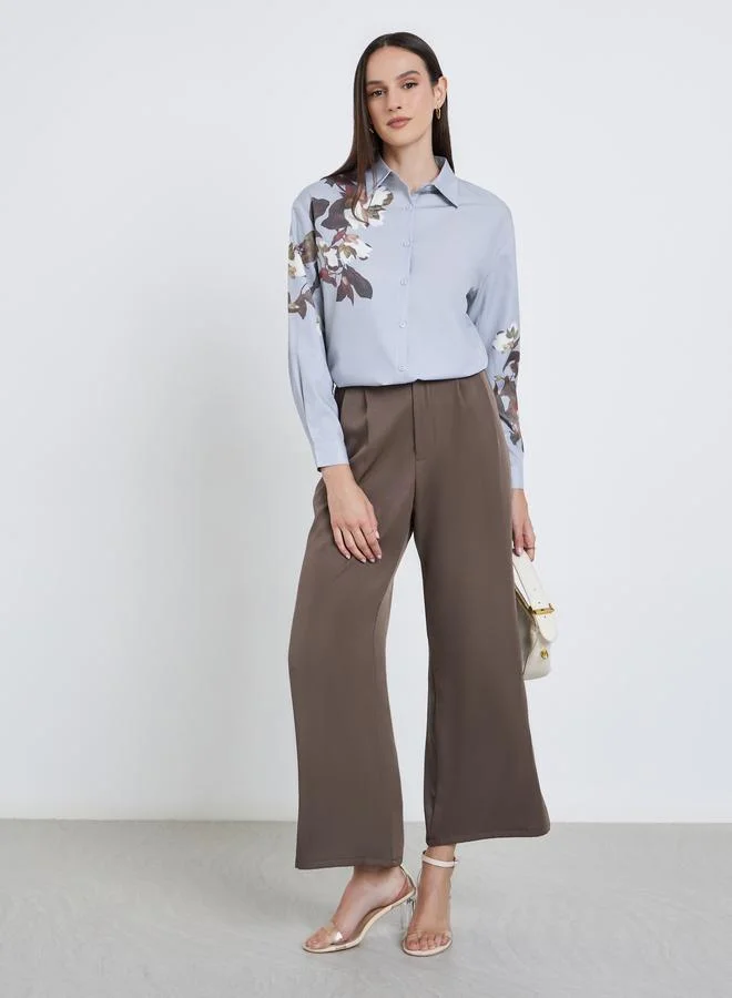 Styli Styli Women Grey Floral Print Regular Fit Shirt