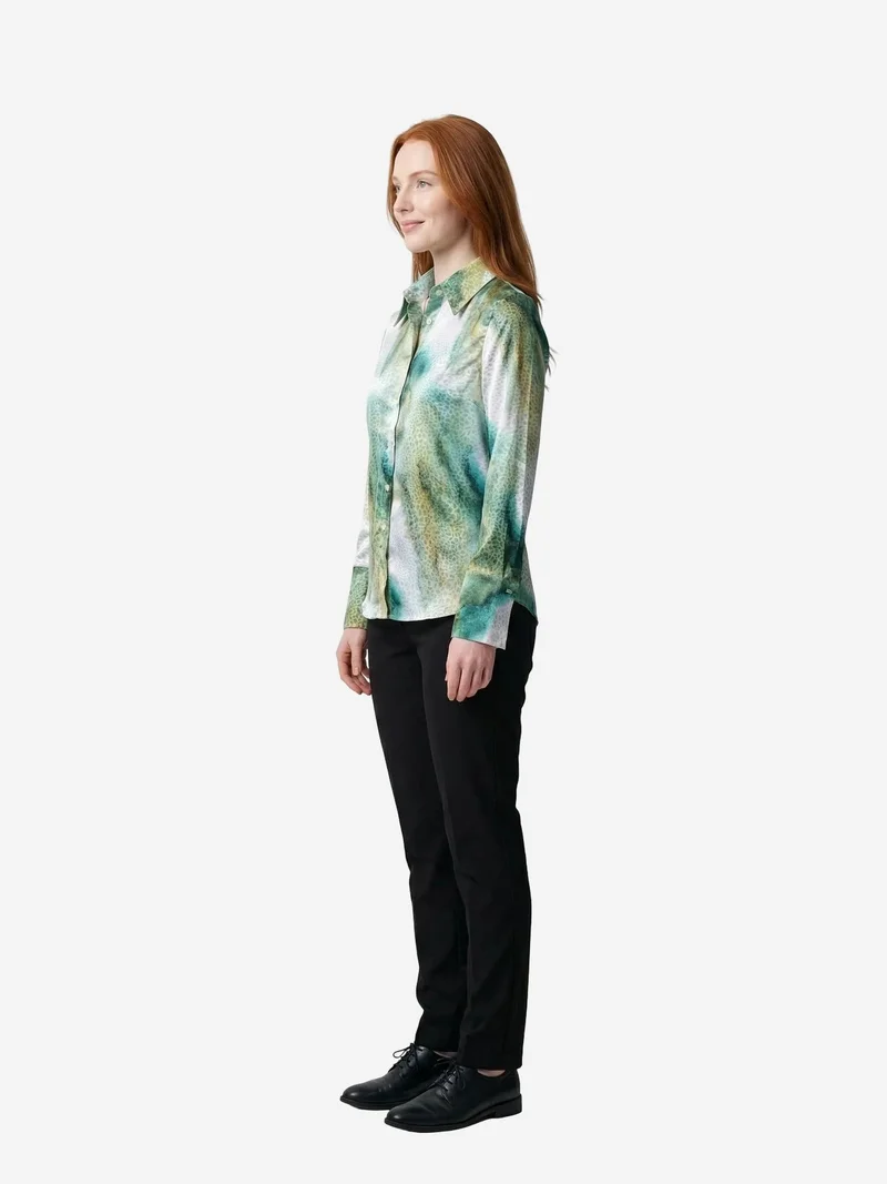 ماي فاشن MY FASHION Abstract Print Buttoned Long Sleeve Shirt