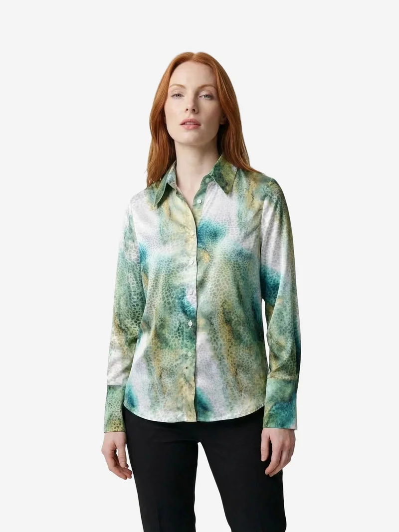 ماي فاشن MY FASHION Abstract Print Buttoned Long Sleeve Shirt