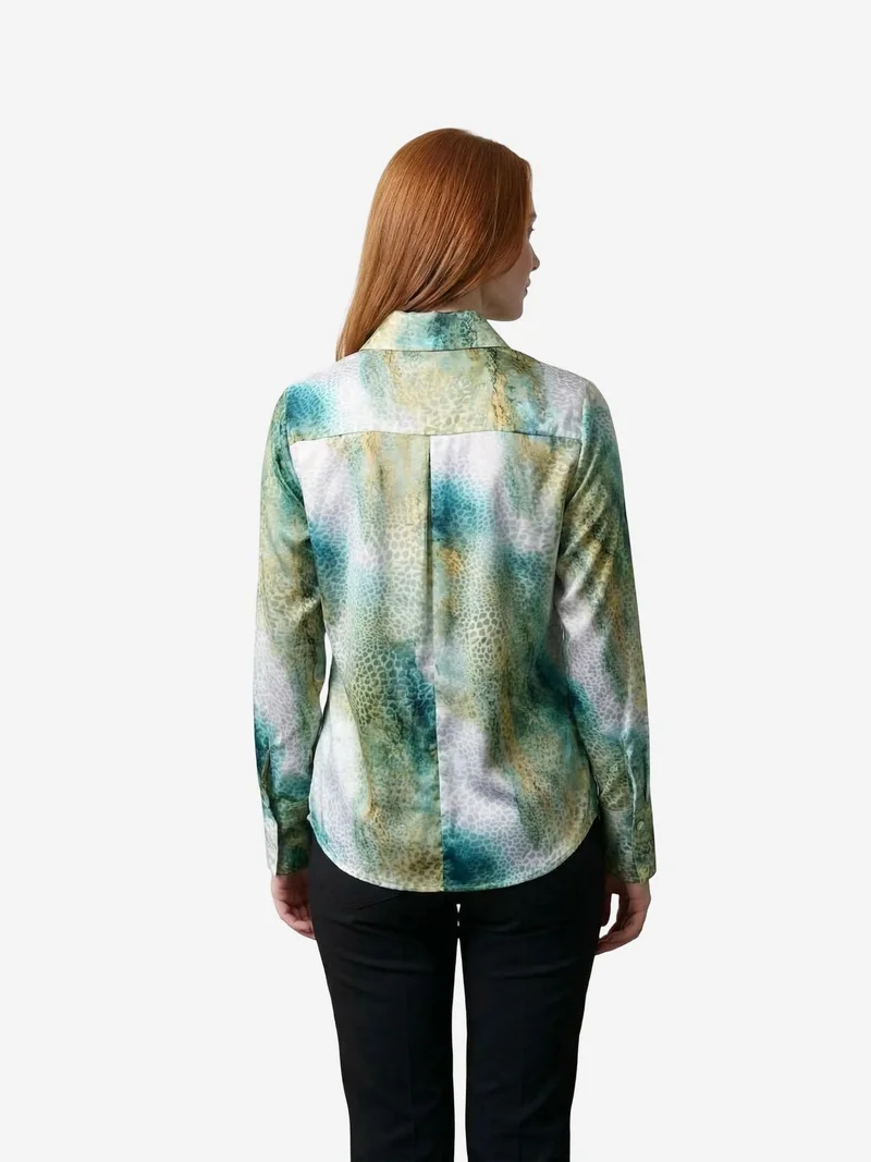 My Fashion Green MY FASHION Abstract Print Buttoned Long Sleeve Shirt for Women | Best Price UAE