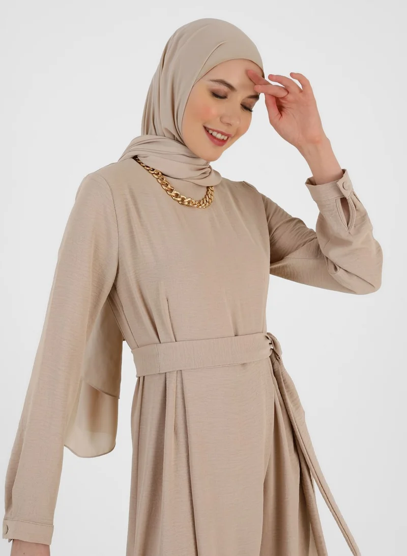 Refka by modanisa Wide Leg Belted Jumpsuit