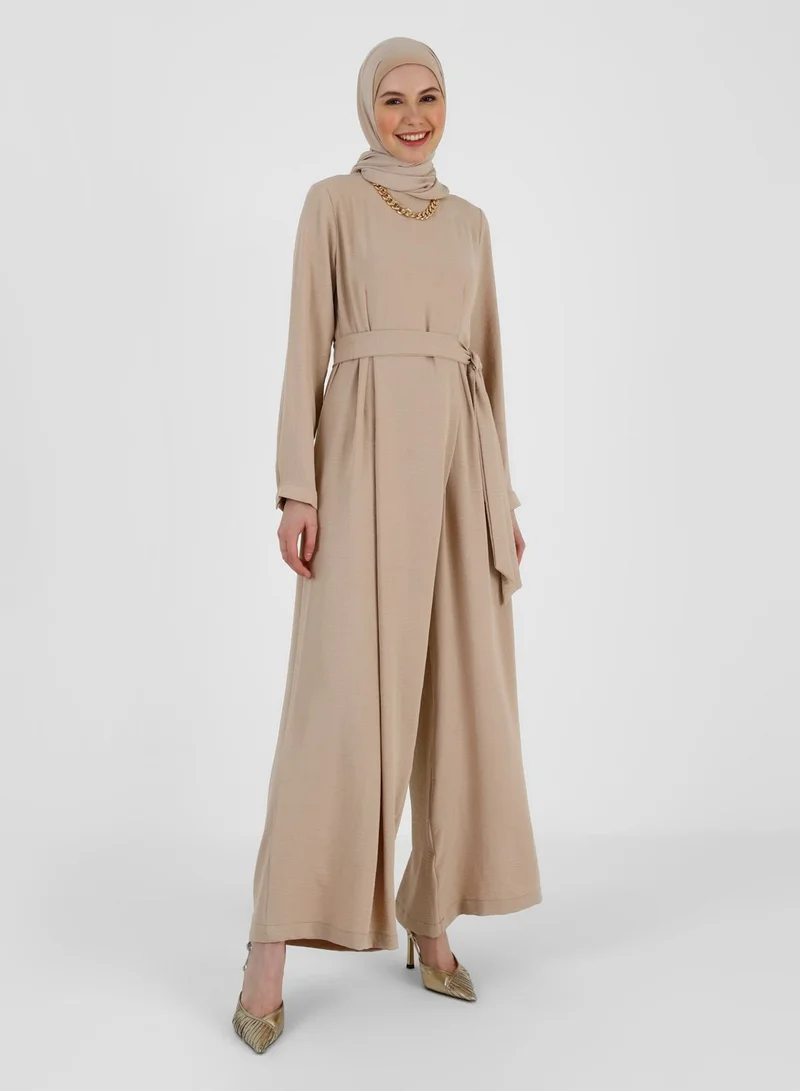 Refka by modanisa Wide Leg Belted Jumpsuit