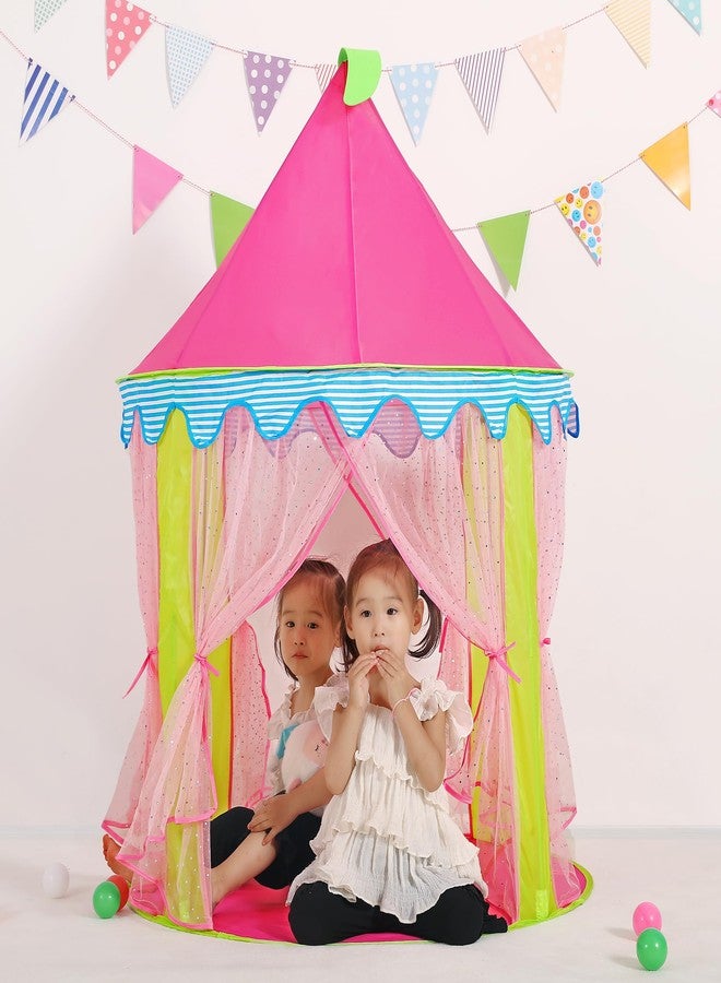 LimitlessFunN Princess Kids Play Tent | Includes Star Lights & Carrying Case |, Children Indoor Castle Playhouse for Girls, Baby, Toddlers, 41" D x 41" W x 53" H - Image 4