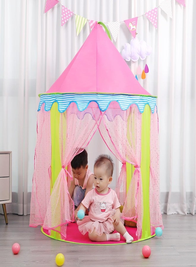 LimitlessFunN Princess Kids Play Tent | Includes Star Lights & Carrying Case |, Children Indoor Castle Playhouse for Girls, Baby, Toddlers, 41" D x 41" W x 53" H - Image 5