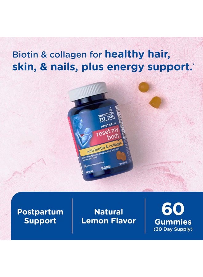 Mommy's Bliss Postnatal Support Reset My Body Gummies with Biotin & Collagen, Supports Postpartum Energy, Healing & Joint Health + Hair, Skin & Nails Health, Gluten Free, 60 Gummies (30 Servings) - Image 2