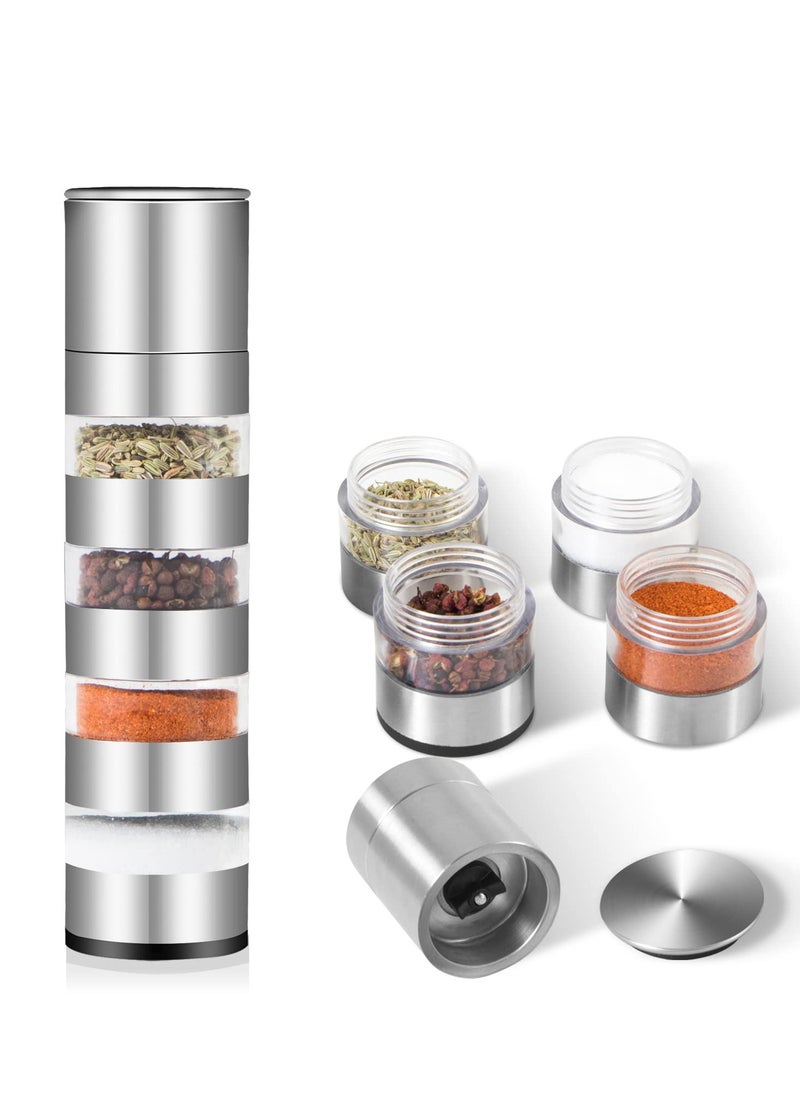 Excefore - Mini Spice Jars Set with Lid, 4 in 1 Seasoning Container w/Spice Grinder, for Spice, Jam, Outdoor BBQ Camping Picnic - Image 1