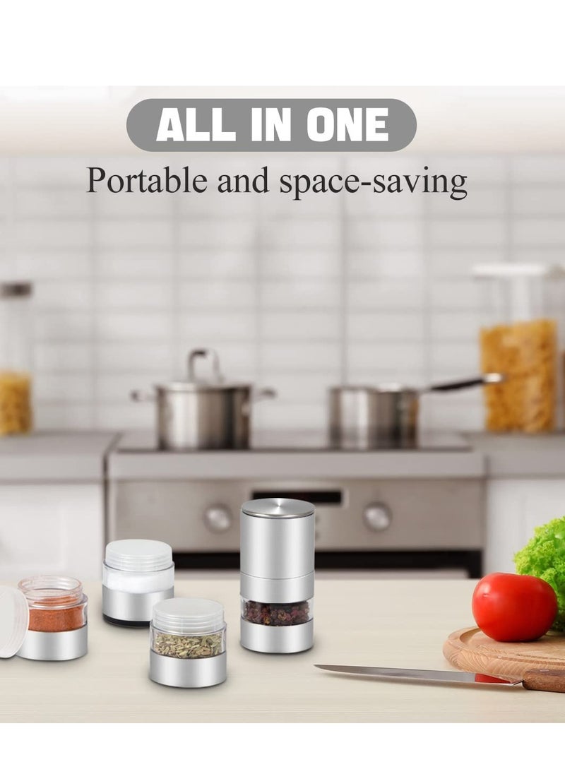 Excefore - Mini Spice Jars Set with Lid, 4 in 1 Seasoning Container w/Spice Grinder, for Spice, Jam, Outdoor BBQ Camping Picnic - Image 1