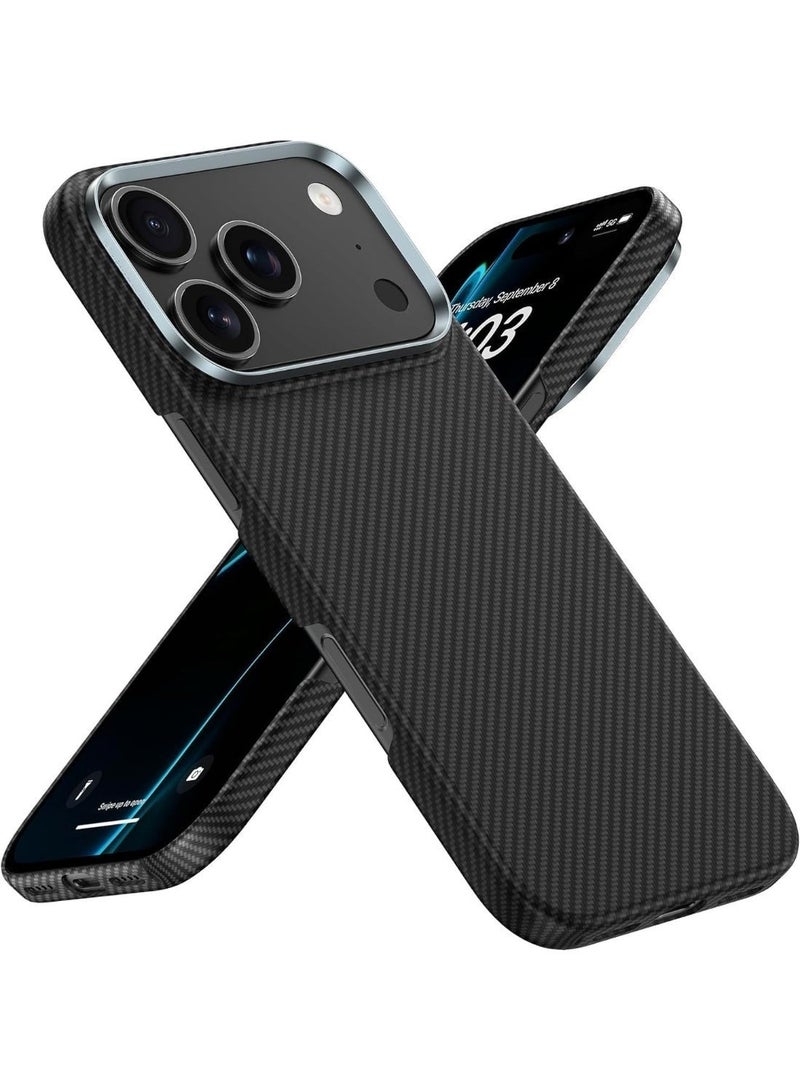 For iPhone 17 Pro Max Case: Carbon Fiber Texture Magnetic Charging Compatible - Ultra Slim Lightweight Shockproof - Stylish Minimalist Design for Business Professionals (Black, 17 Pro Max) - Image 1