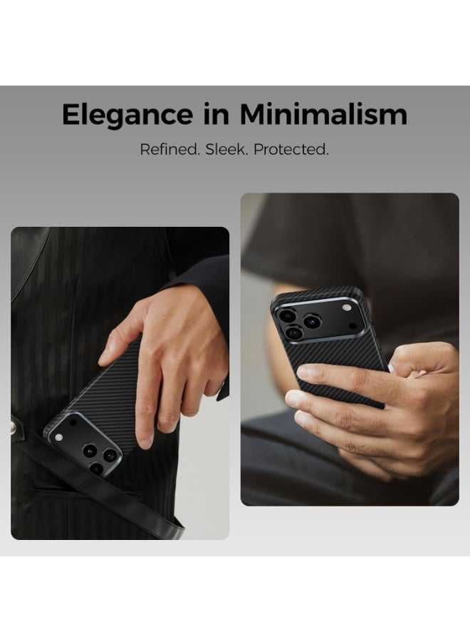 For iPhone 17 Pro Max Case: Carbon Fiber Texture Magnetic Charging Compatible - Ultra Slim Lightweight Shockproof - Stylish Minimalist Design for Business Professionals (Black, 17 Pro Max) - Image 4
