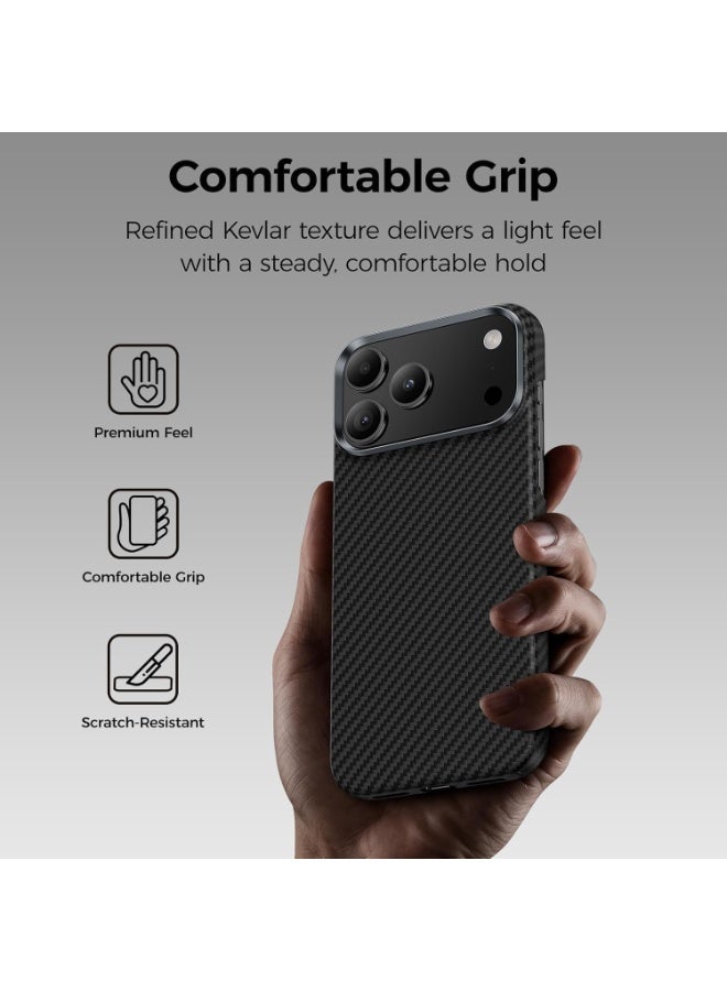 For iPhone 17 Pro Max Case: Carbon Fiber Texture Magnetic Charging Compatible - Ultra Slim Lightweight Shockproof - Stylish Minimalist Design for Business Professionals (Black, 17 Pro Max) - Image 5
