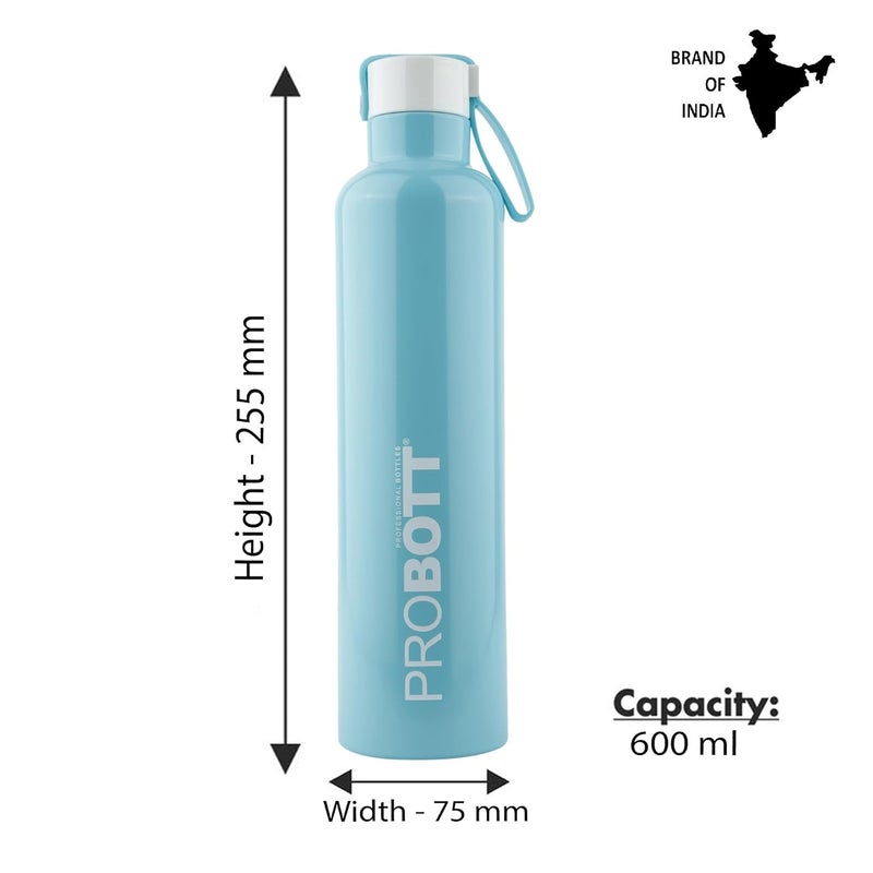 PROBOTT Probott Bang 600 ml Thermosteel Vacuum Insulated Double Walled Flask, Stainless Steel Water Bottle, Blue| Screw Cap | Hot and Cold | Leakproof | Water, Tea, Coffee, Gym, College, Office, Travel  - Image 3