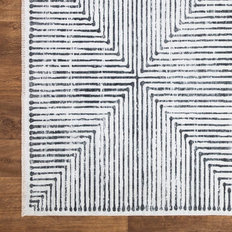 Bloom Rugs Caria Washable Non-Slip 12 ft Runner - Ivory/Black Striped Runner for Entryway, Hallway, Bathroom, and Kitchen - Exact Size: 2'6" x 12' - Image 5