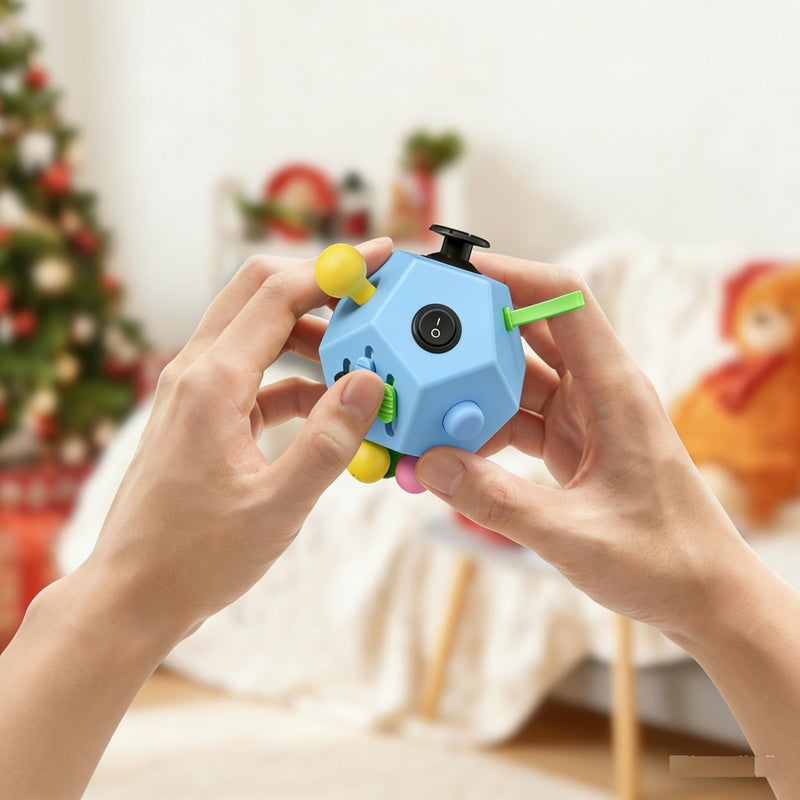 DODOMAGXANADU Fidget Dodecagon Cube-Easter Basket Stuffers 12 Sided Fidget Toy Cube for Kids and Adults 12 Sides Stress Relief Cube Fidgets Toys Travel Airplane Essentials for Boys Girls(B3 Blue Sky) - Image 5