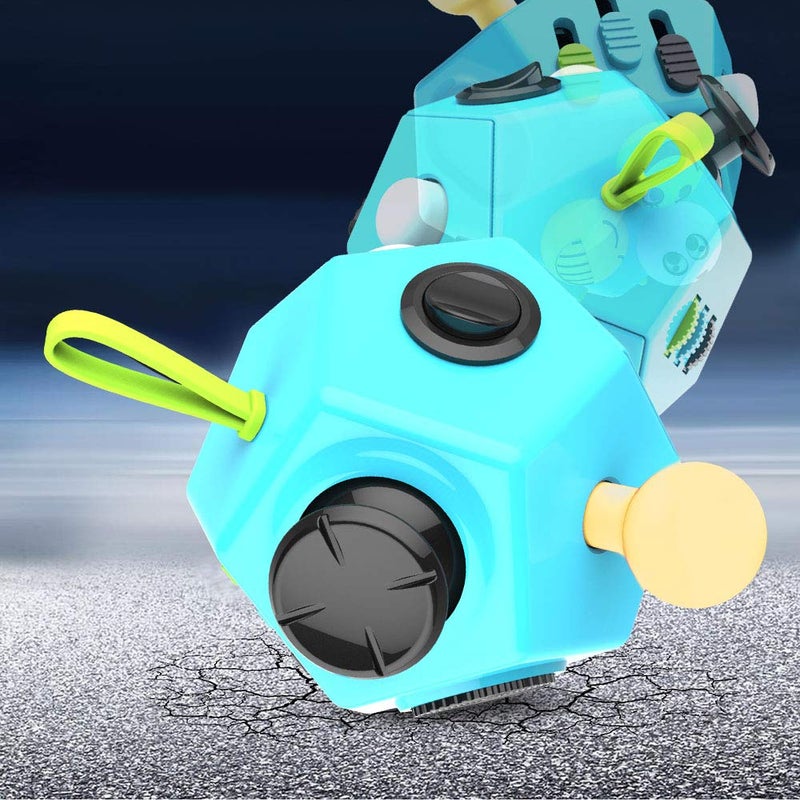 DODOMAGXANADU Fidget Dodecagon Cube-Easter Basket Stuffers 12 Sided Fidget Toy Cube for Kids and Adults 12 Sides Stress Relief Cube Fidgets Toys Travel Airplane Essentials for Boys Girls(B3 Blue Sky) - Image 3