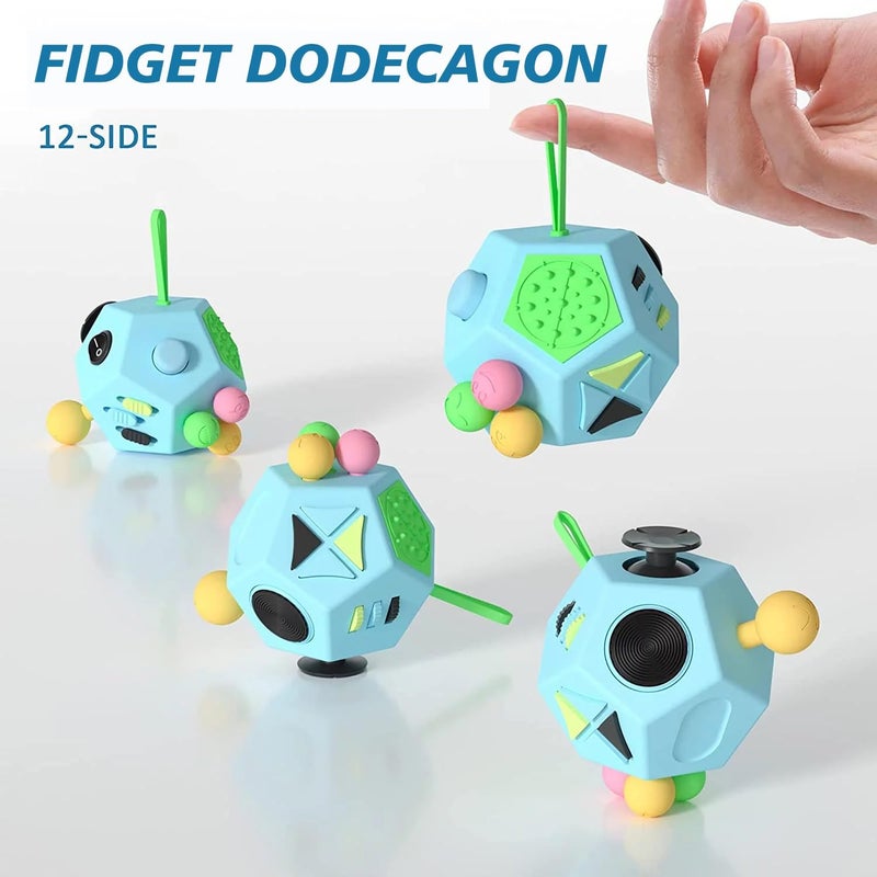 DODOMAGXANADU Fidget Dodecagon Cube-Easter Basket Stuffers 12 Sided Fidget Toy Cube for Kids and Adults 12 Sides Stress Relief Cube Fidgets Toys Travel Airplane Essentials for Boys Girls(B3 Blue Sky) - Image 2