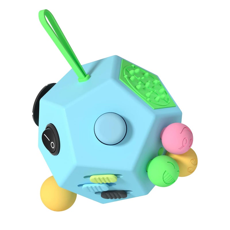 DODOMAGXANADU Fidget Dodecagon Cube-Easter Basket Stuffers 12 Sided Fidget Toy Cube for Kids and Adults 12 Sides Stress Relief Cube Fidgets Toys Travel Airplane Essentials for Boys Girls(B3 Blue Sky) - Image 1