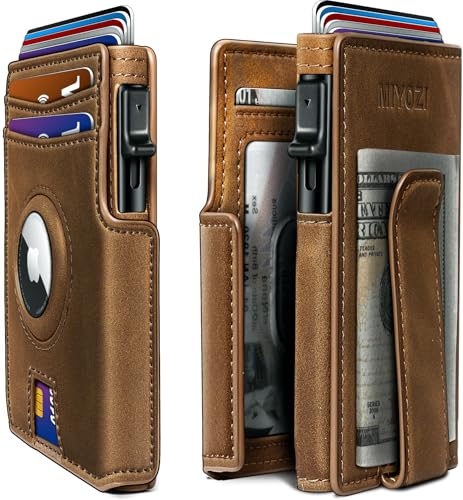 miyozi Airtag Wallet for Men,with Money Clip 10 Cards Metal Case Smart Slim Pop Up Credit Card Holder Flip with Magnetic Closure RFID Blocking Wallet with Gift Box - Image 1