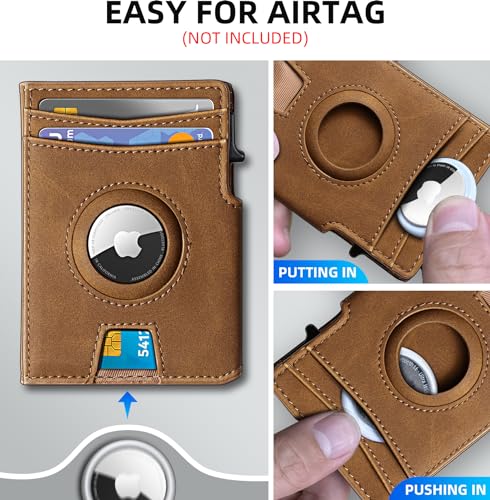 miyozi Airtag Wallet for Men,with Money Clip 10 Cards Metal Case Smart Slim Pop Up Credit Card Holder Flip with Magnetic Closure RFID Blocking Wallet with Gift Box - Image 4