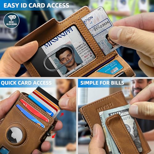 miyozi Airtag Wallet for Men,with Money Clip 10 Cards Metal Case Smart Slim Pop Up Credit Card Holder Flip with Magnetic Closure RFID Blocking Wallet with Gift Box - Image 5