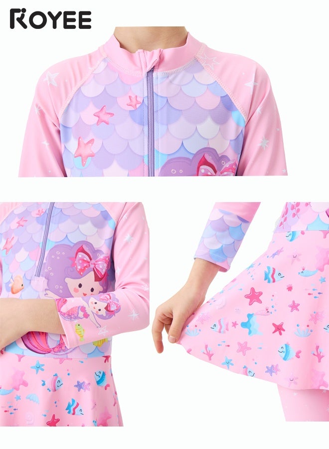 Royee New Children's Swimsuit, One-piece Swimsuit  With Long Pants, Long Sleeved For Middle-aged Girls,Swimwear With Sun Protection, Conservative Girls' Swimsuit - Image 5