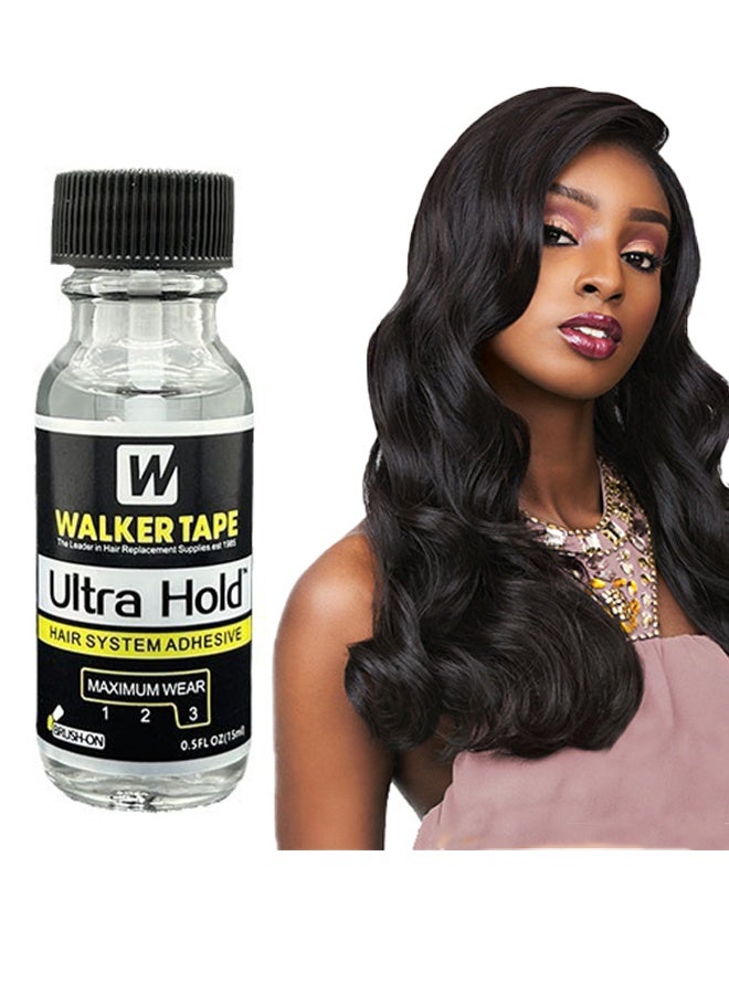Walker Tape Ultra Hold Hair system Adhesive, Thin Silicone Hair Replacement Adhesive - Long Lasting Fixation for Poly and Lace Wigs - 3-4 Weeks, Wigs, Wig Systems - Invisible, Waterproof Adhesive (15ml) - Image 1