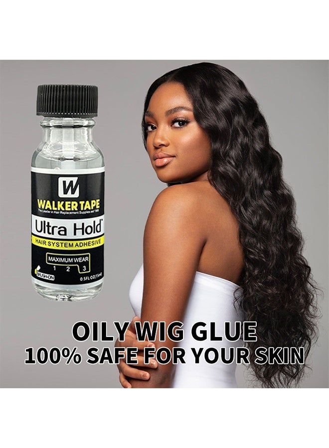 Walker Tape Ultra Hold Hair system Adhesive, Thin Silicone Hair Replacement Adhesive - Long Lasting Fixation for Poly and Lace Wigs - 3-4 Weeks, Wigs, Wig Systems - Invisible, Waterproof Adhesive (15ml) - Image 2